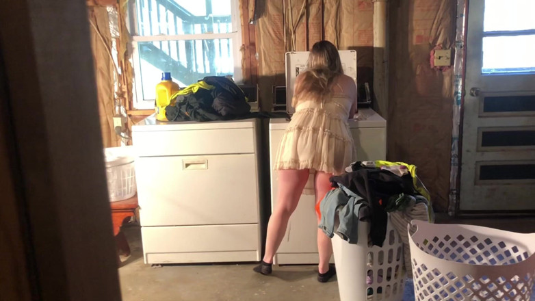 DwellingDickins: MILF Stepmom Gets Fucked over Laundry
