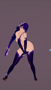 Gros seins Raiden Shogun Phut Hon, danse sexy, animation hentai