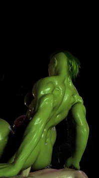 3D Futanari Orc Fucks Young Satyr in the Cave
