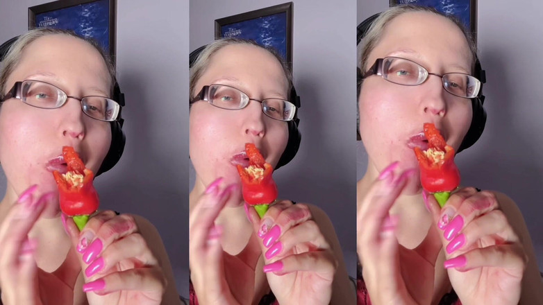 FinDom Goaldigger: Asmr Paprika Pepř Jíst - Asmr, Brýle, Gianess, Rtěnka, Velké Rty, Ústa,...