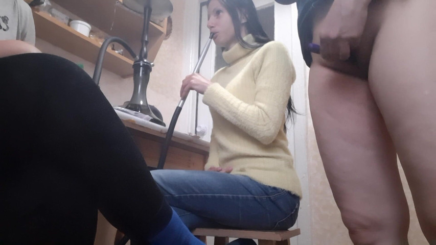 The Neighbor Jerked off in Front of Us with Her New Sex Toy (Lesbian-illusion)
