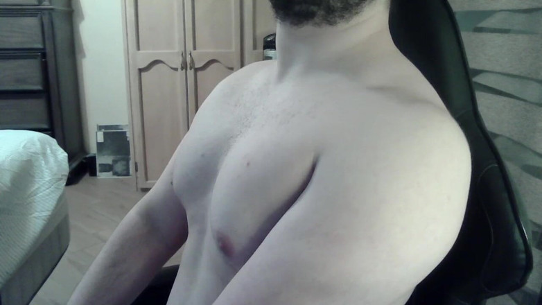 Himbo_Fox: Muscular Jock Flexes His Muscles on Can