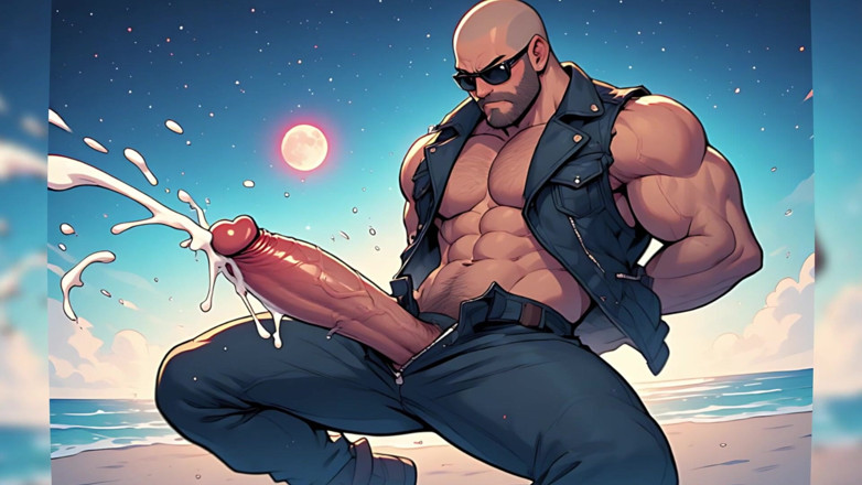 Erotic Man: Hot Biker Män Cocks Out (ai)