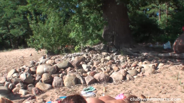 GroupSexSweetHearts: Sweet Lesbians Making Out on the Beach
