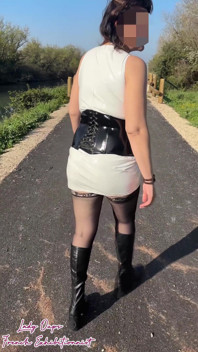 I Lose My Thong During an Outdoor Walk in a Latex Micro Dress