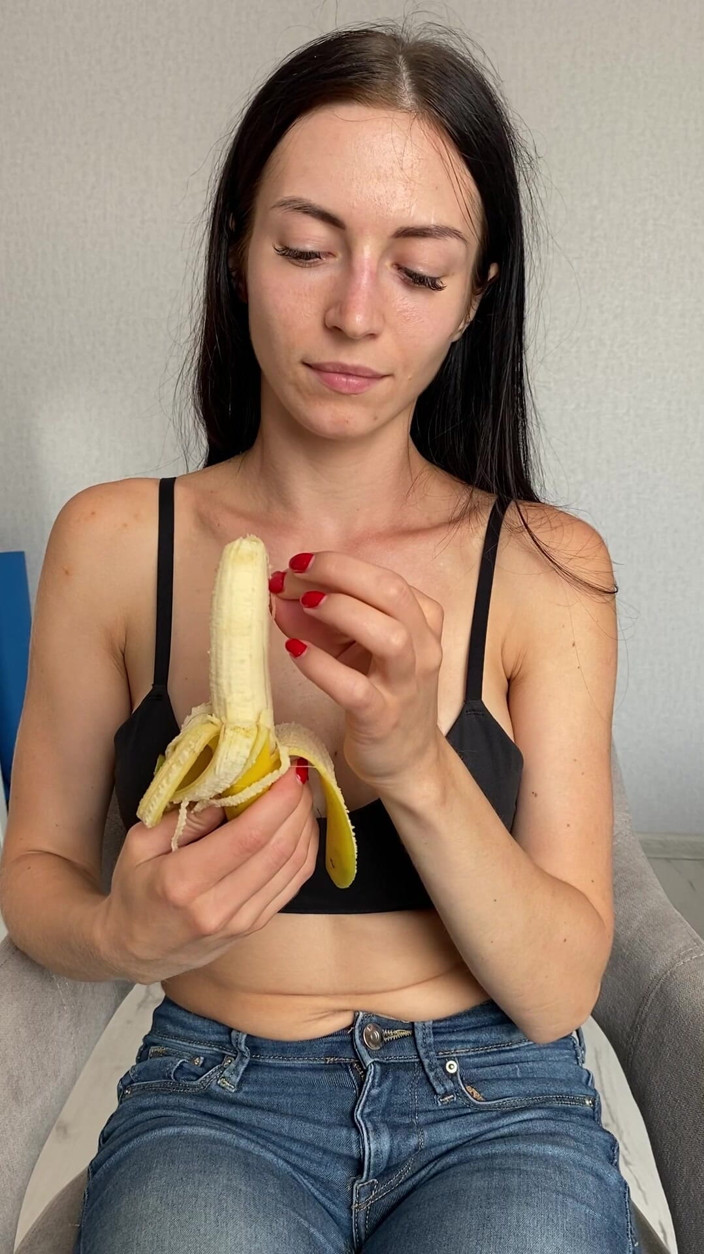 Princess Monica: Teasing in Jeans,eating &amp; Sucking Banana