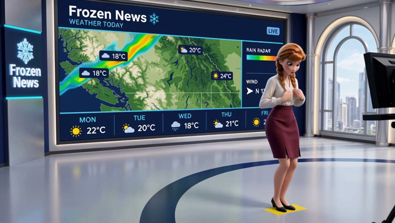Kandy Kim AI: Pancutan berita Anna Frozen - Dia Dikongkek Secara Langsung Di Udara