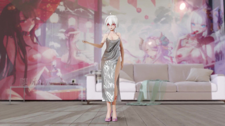 MikuMotion: Iu-lila sukienka striptiz