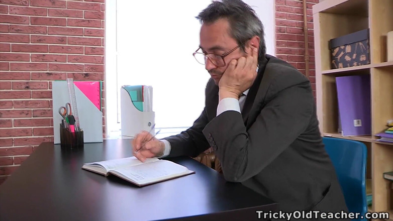 Tricky Old Teacher: Older Teacher Has Cock Sucked and Fucks Younger Struggling Student