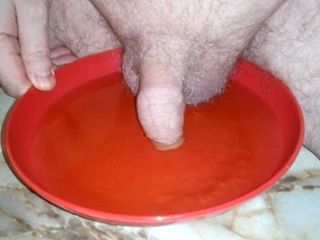 Sex hub male: John está fazendo xixi em um prato com o pau...