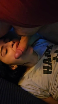 Wife Gets Face Fucked by Husbands Cock and Covered in Cum