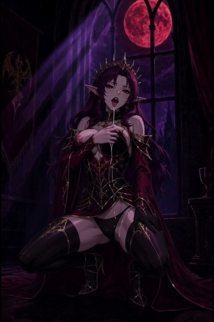 Wertstofsamler: 3D anime upírská královna masturbuje ve světle Měsíce