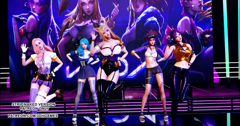 3D-Hentai Games: Gfriend - Glass bead Ahri, Akali, Seraphine, Kaisa, Gwen fierbinte Kpop