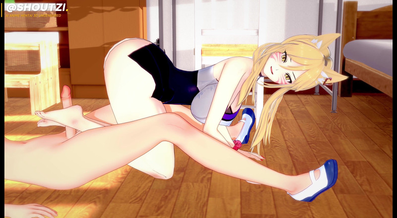 Shoutzi Anime Hentai3D Uncensored: Ahri Kda din Lol își folosește picioarele și îți arată că te domină...