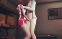 Waifu club 3D: 红发女孩抚摸她朋友的阴户