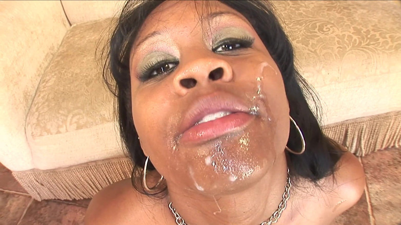 CBD Media Interracial: Busty ebony MILF gets blowbanged and swallowed cum
