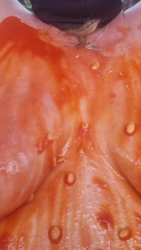 Julie Cunningham Sploshing - Short Slowed Down Clip of My Hug Tits Covered in Beans Being Shaken Side to Side Slowly
