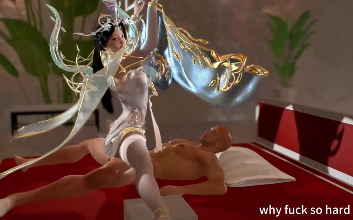 Why fuck so hard: Pelacur cosplay toket besar 3d melakukan seks threesome