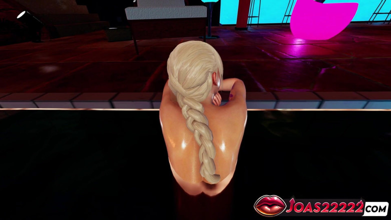 Joas22222: Miyako 比基尼泳池 3D 成人动漫 - 反向女牛仔骑乘，第一人称视角传教士和水下后入式性爱，并射在大屁股上