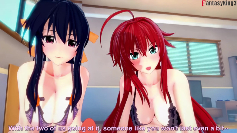 Fantasy king: Akeno et Rias me surprennent avec une double pipe - Dxd...