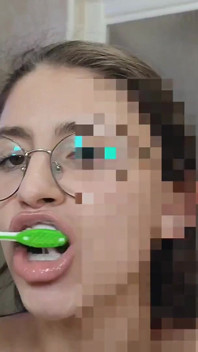 Teen Maid Toothbrush with Fresh Cum After Cum in Mouth