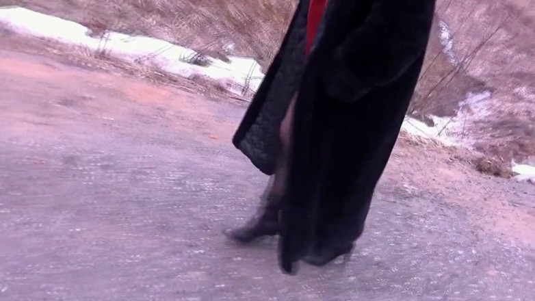 Nylon-Heels: Business style, walk-in fur coat