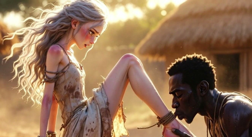 YOUR BEST FANTASY: Femme Blanche En Esclavage - Homme Africain Léchant Passionnément Les Pieds