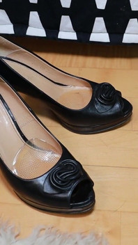 Under the Desk Shoeplay - Black Toes & Colorful Tights