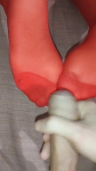 핫한 밀프의 나일론 밑창에 정액