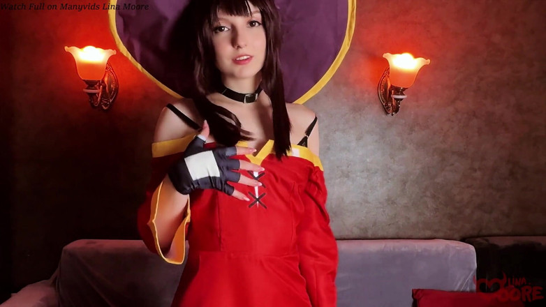 Lina Moore: 후장 따먹히는 걸 좋아하는 겸둥이 변태 소녀 Arch Wizard Megumin 코노수바 코스프레