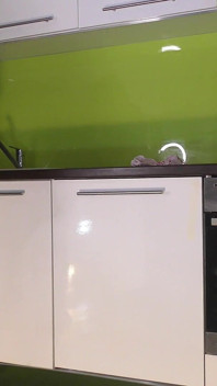 Apertada buceta raspada e carnuda loira dona de casa tira a calcinha para mostrar sua bunda nua na cozinha