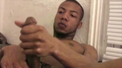 Latino Fucker: Horny ebony masturbates his big dick