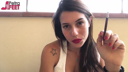 Smokin Fetish: Smoking on balcony with tattooed and hot teen Petra