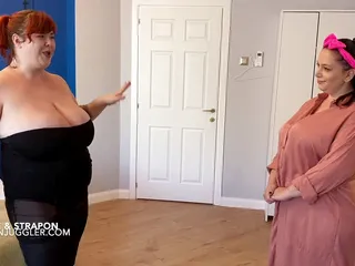 BBW lesbians shave & strapon fuck