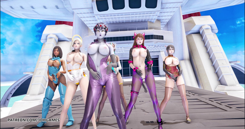 3D-Hentai Games: Red Velvet - striptease com sabor vermelho Dva Mercy Pharah Mei...