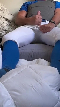 Alpha Baseball Player Jockdad87 Shoots a His Jock Cum in His Blue Gear