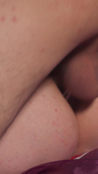 Big Tit Red Silk Slut Gets Pussy Licked Then Destroyed in Rough Anal Creampie