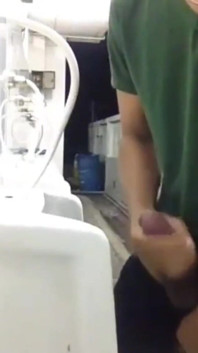 Excited Behind the Bathroom