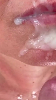 Cum shoot a lot on my face in slow motion