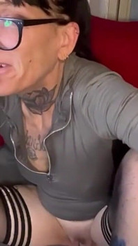 Gagging and Squirting Over Dildo