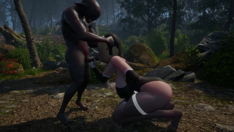 Game of Lust 3D: Gol 3D rondborstige elf non die pijpbeurt aan Uggly Goblin geeft