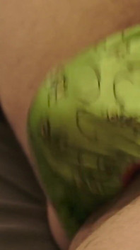 Green Satin Grinch Thong Play