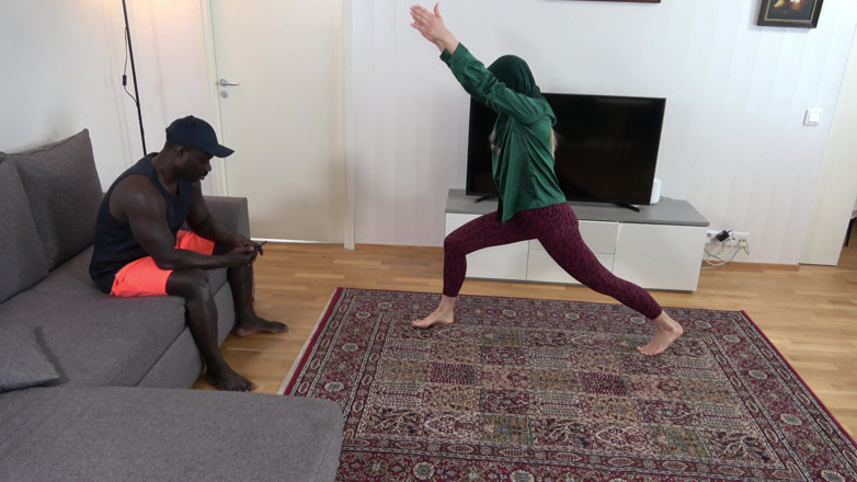 Amateur Homemade Porn: Arab Wife Fitness Workout Ends in Sex with African Brother-in-law