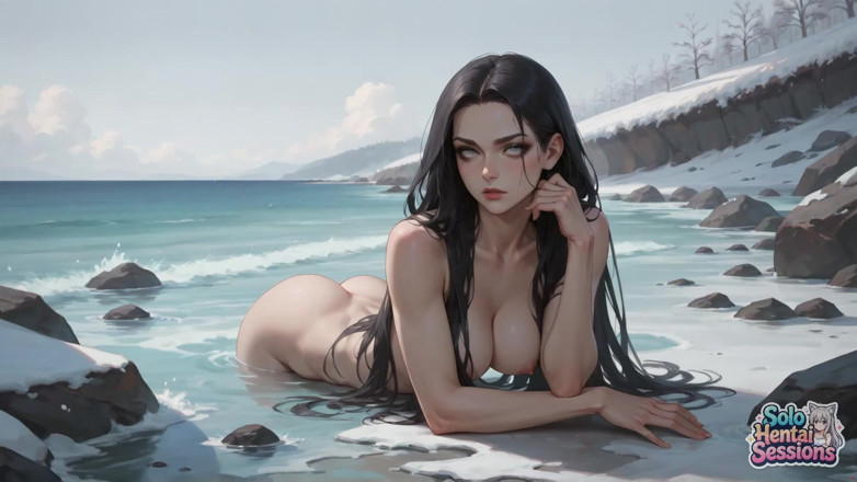 Solo Hentai Sessions: Snowy Beach单人咖啡约会：冬季孤独和热辣的口水