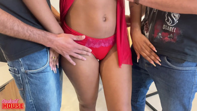 Beautiful Girl - and Very Naughty - Having Group Sex with 2 Men