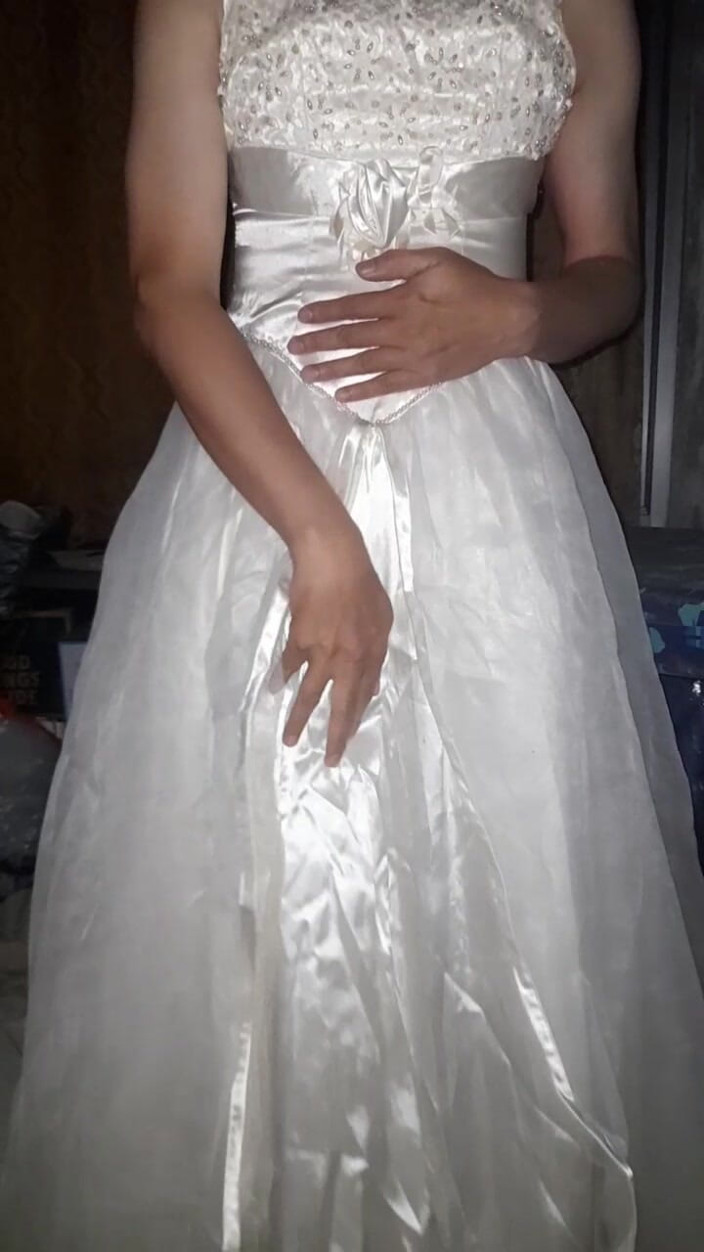 Naomisinka: Cum Flows on Satin Wedding Dress