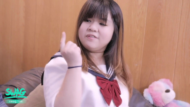 SWAG.live: Uniform Babe, Takes It All in Her Mouth.