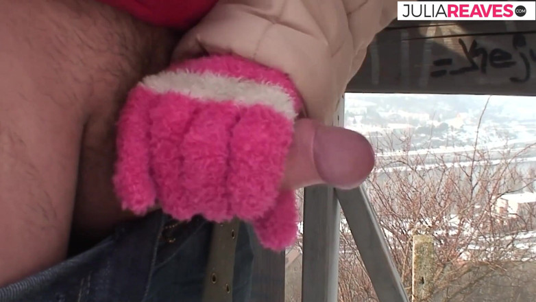 My German Amateurs: Sexy redhead rides a hard cock out in the cold...