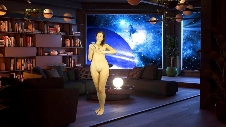 TheoryOfSex: बाथरूम में पेशाब करने की सजा। नग्न पढ़ना। कॉस्मोस में पुस्तकालय कक्ष। Julia V Earth.