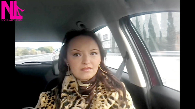Nyllady: Sexy Speedy Driving in Patent Black Pumps and Seamed Black...